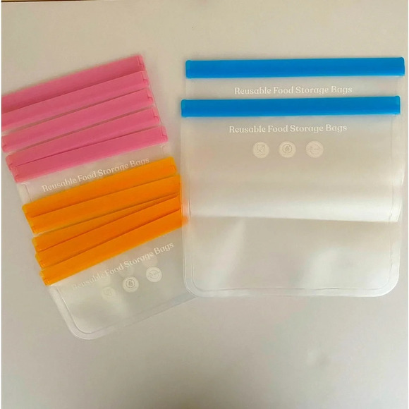 NEW Frosted with Accent Color 12 each Reusable Food Storage Bags - Picture 1 of 11